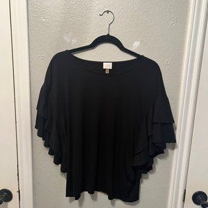 Black dolman ruffle top